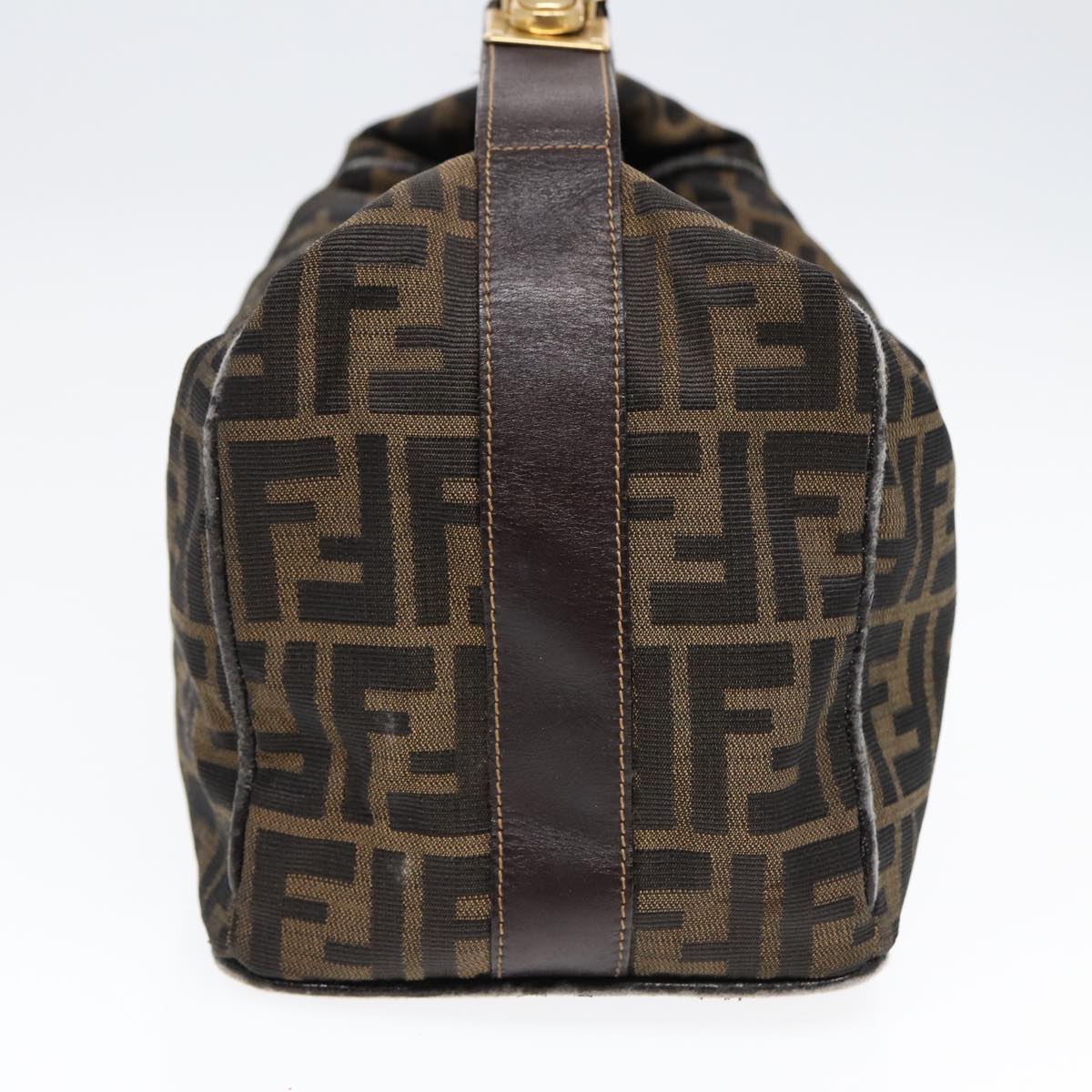 FENDI Zucca Canvas Hand Bag Brown Black gold 88080
