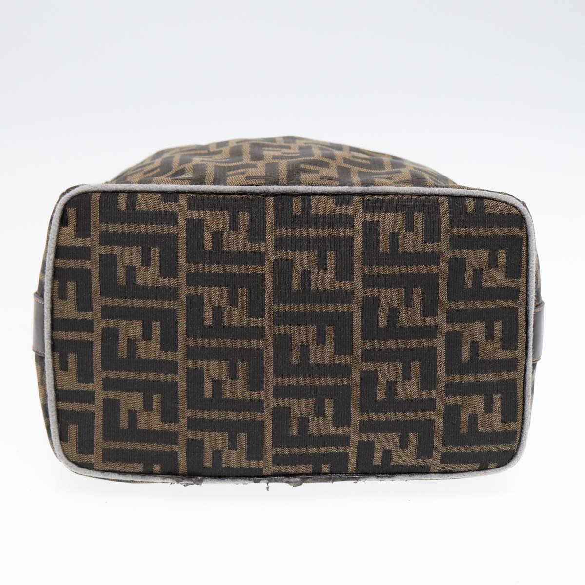 FENDI Zucca Canvas Hand Bag Brown Black gold 88081