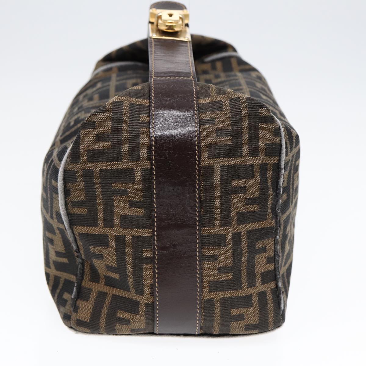 FENDI Zucca Canvas Hand Bag Brown Black gold 88081