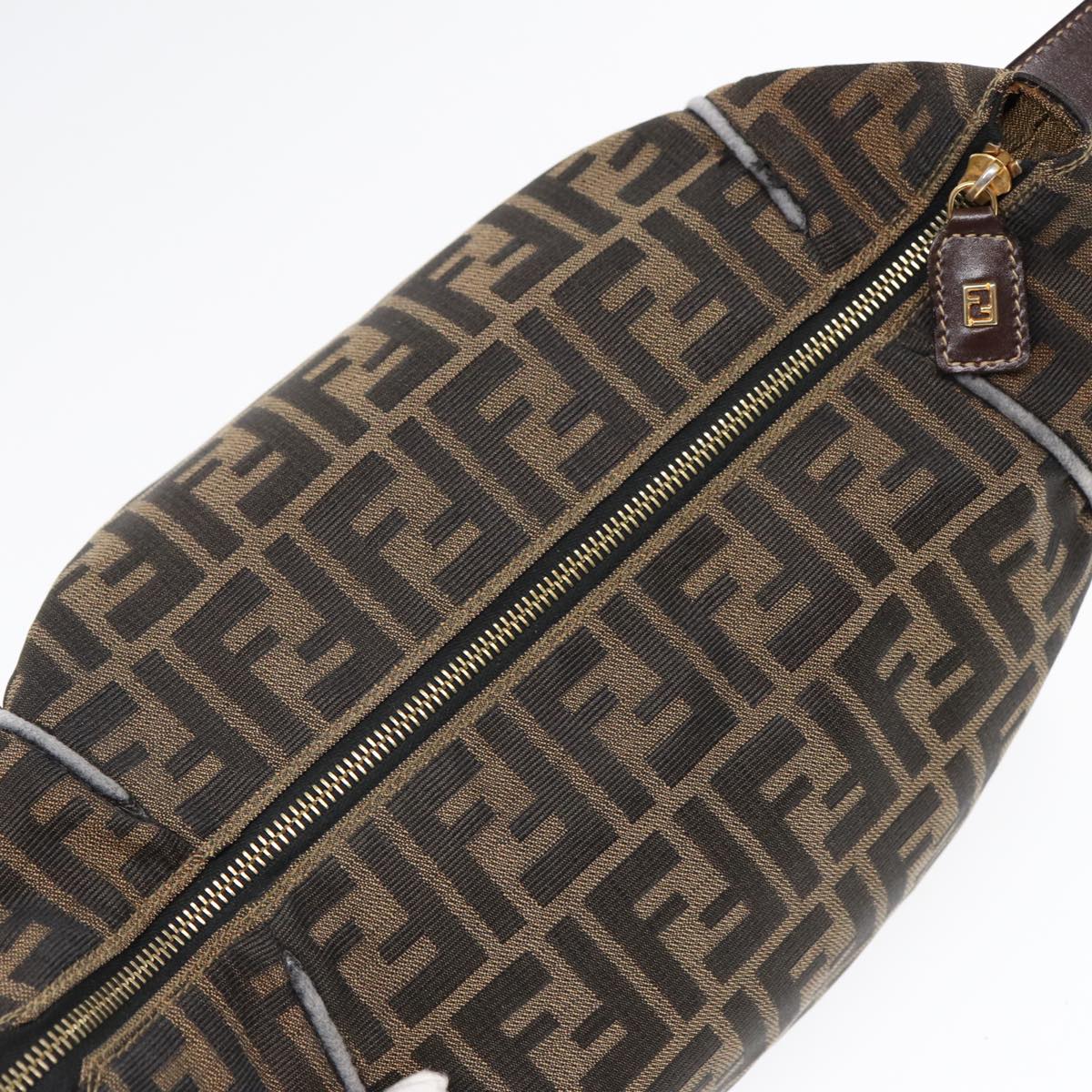 FENDI Zucca Canvas Hand Bag Brown Black gold 88081