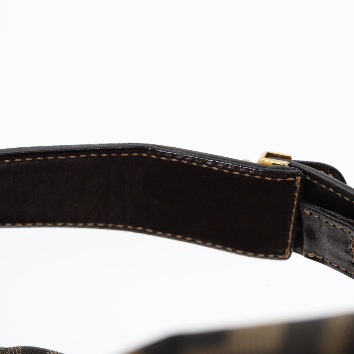 FENDI Zucca Canvas Hand Bag Brown Black gold 88081