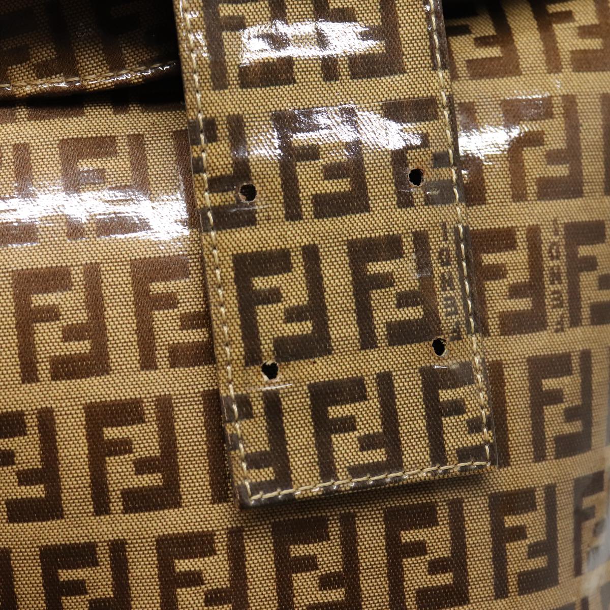 FENDI Zucchino Canvas Hand Bag Beige Gold 88084