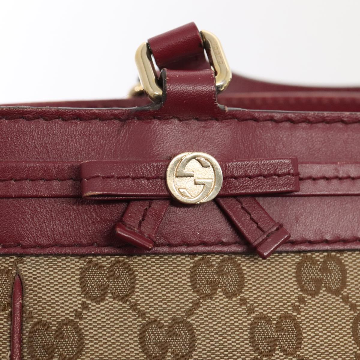 GUCCI GG Canvas Shoulder Bag Beige Gold 257061 88172