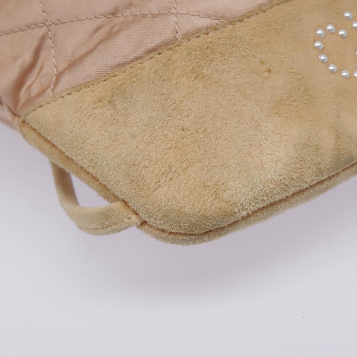 CHANEL knapsack Silk Suede Pink Brown CC 88217