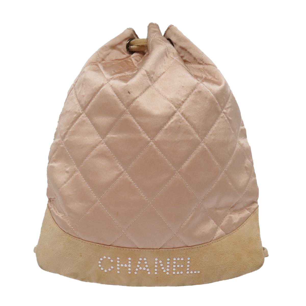 CHANEL knapsack Silk Suede Pink Brown CC 88217