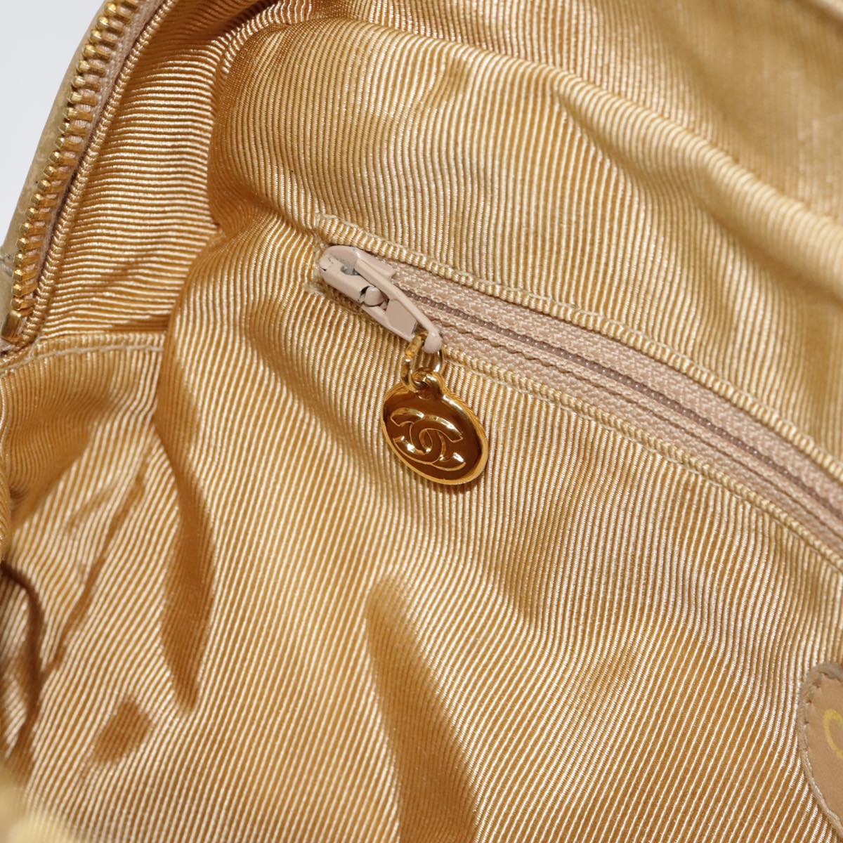 CHANEL Matelasse Chain Shoulder Bag Enamel Beige Silver CC 88244