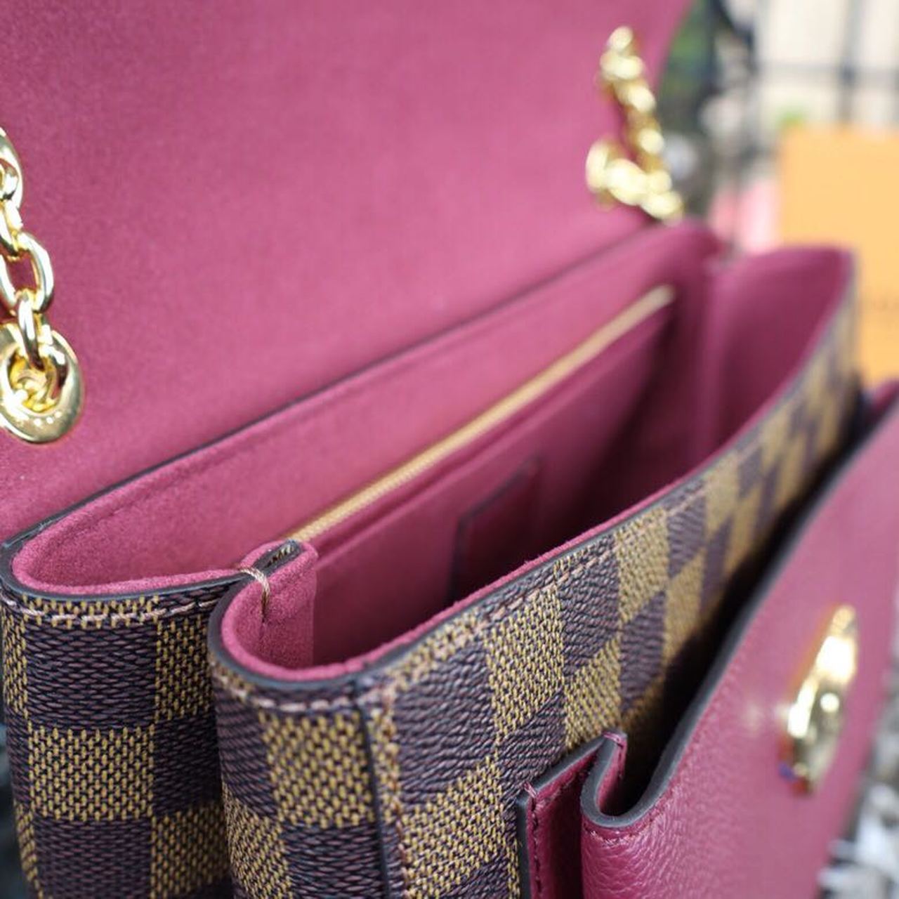 LV Vavin PM Damier Ebene Canvas Bordeaux Red For Women, WomenÃ¢â‚¬â„¢s Handbags, Shoulder Bags 9.8in/25cm LV N40109