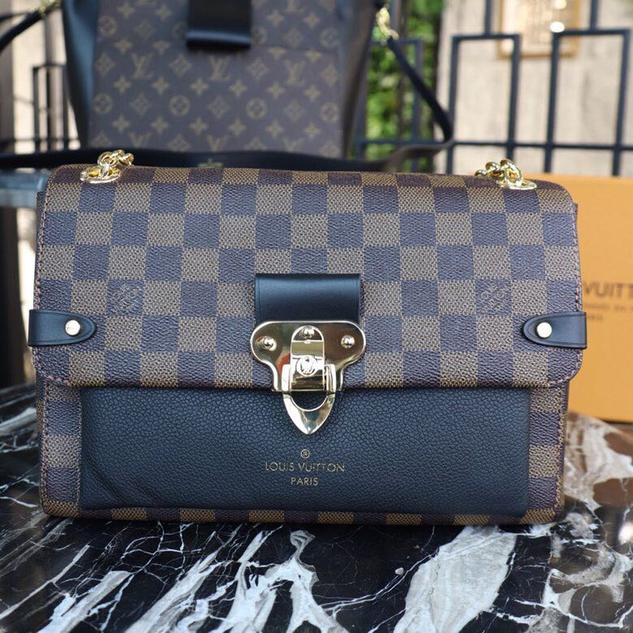 LV Vavin PM Damier Ebene Canvas Black For Women, WomenÃ¢â‚¬â„¢s Handbags, Shoulder Bags 9.8in/25cm LV N40108