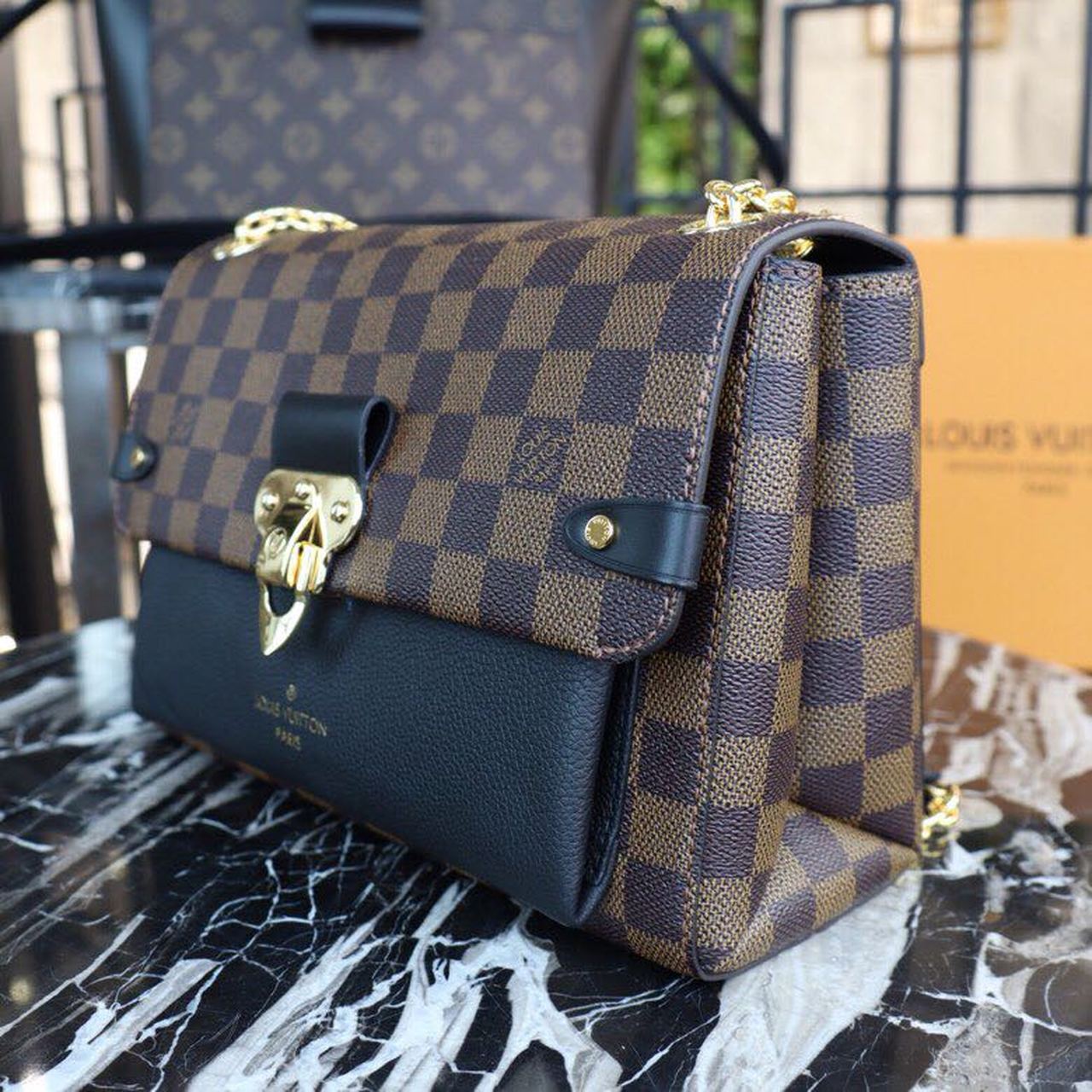 LV Vavin PM Damier Ebene Canvas Black For Women, WomenÃ¢â‚¬â„¢s Handbags, Shoulder Bags 9.8in/25cm LV N40108