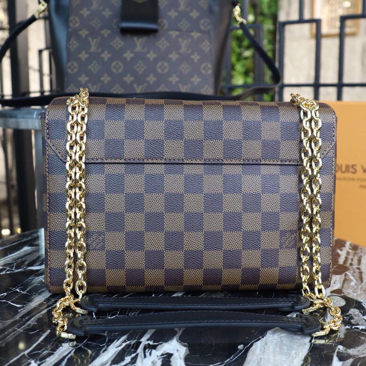 LV Vavin PM Damier Ebene Canvas Black For Women, WomenÃ¢â‚¬â„¢s Handbags, Shoulder Bags 9.8in/25cm LV N40108