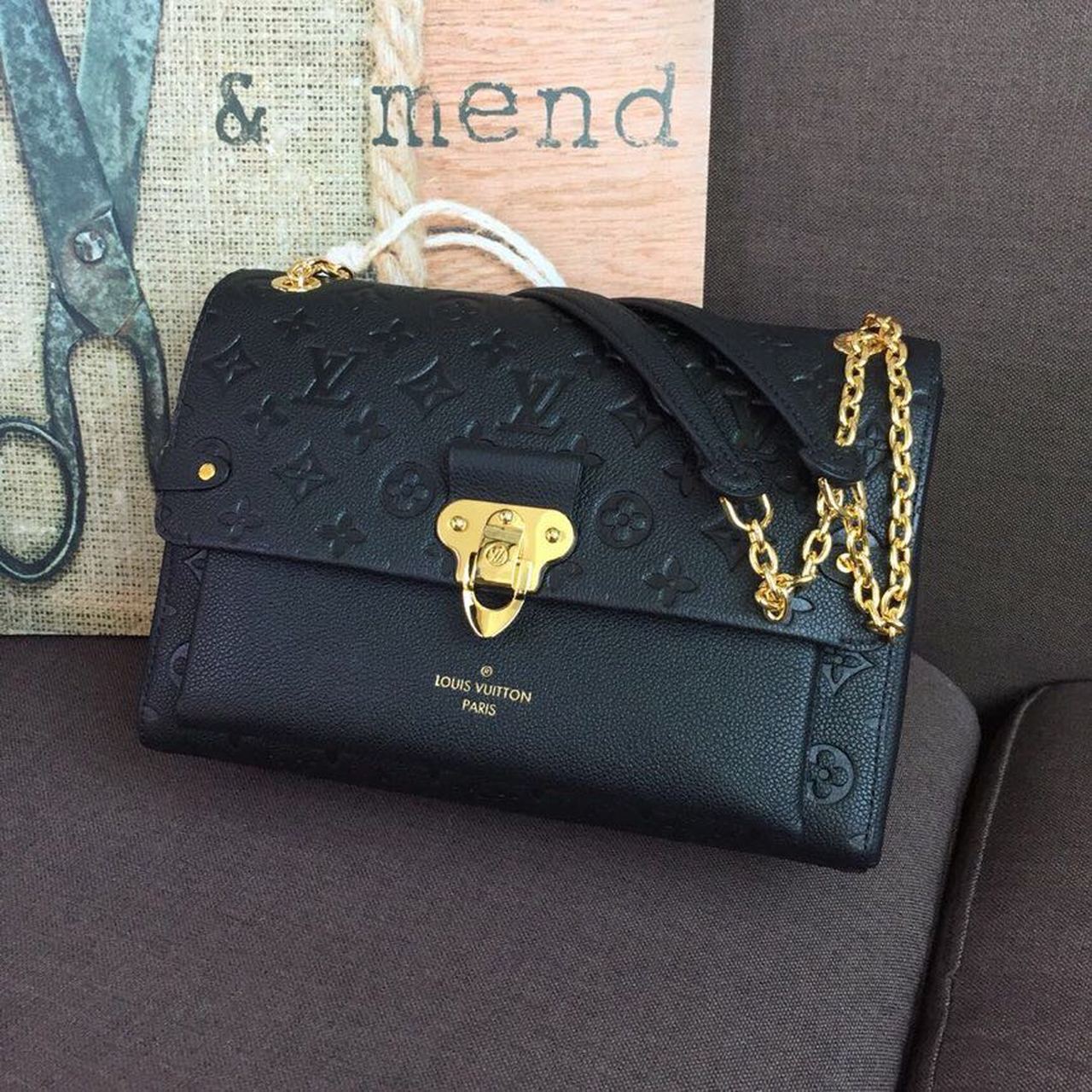 LV Vavin MM Monogram Empreinte Black For Women, WomenÃ¢â‚¬â„¢s Handbags, Shoulder And Crossbody Bags 9.8in/25cm LV M44150