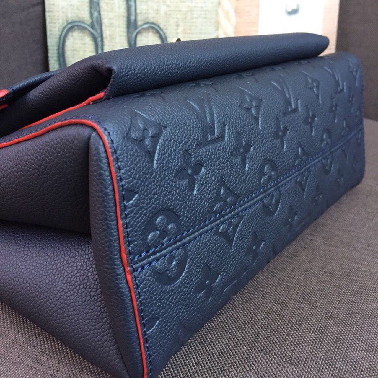 LV Vavin MM Monogram Empreinte Navy Blue For Women, WomenÃ¢â‚¬â„¢s Handbags, Shoulder And Crossbody Bags 9.8in/25cm LV M43925