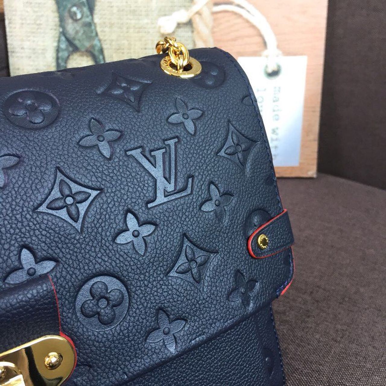 LV Vavin MM Monogram Empreinte Navy Blue For Women, WomenÃ¢â‚¬â„¢s Handbags, Shoulder And Crossbody Bags 9.8in/25cm LV M43925