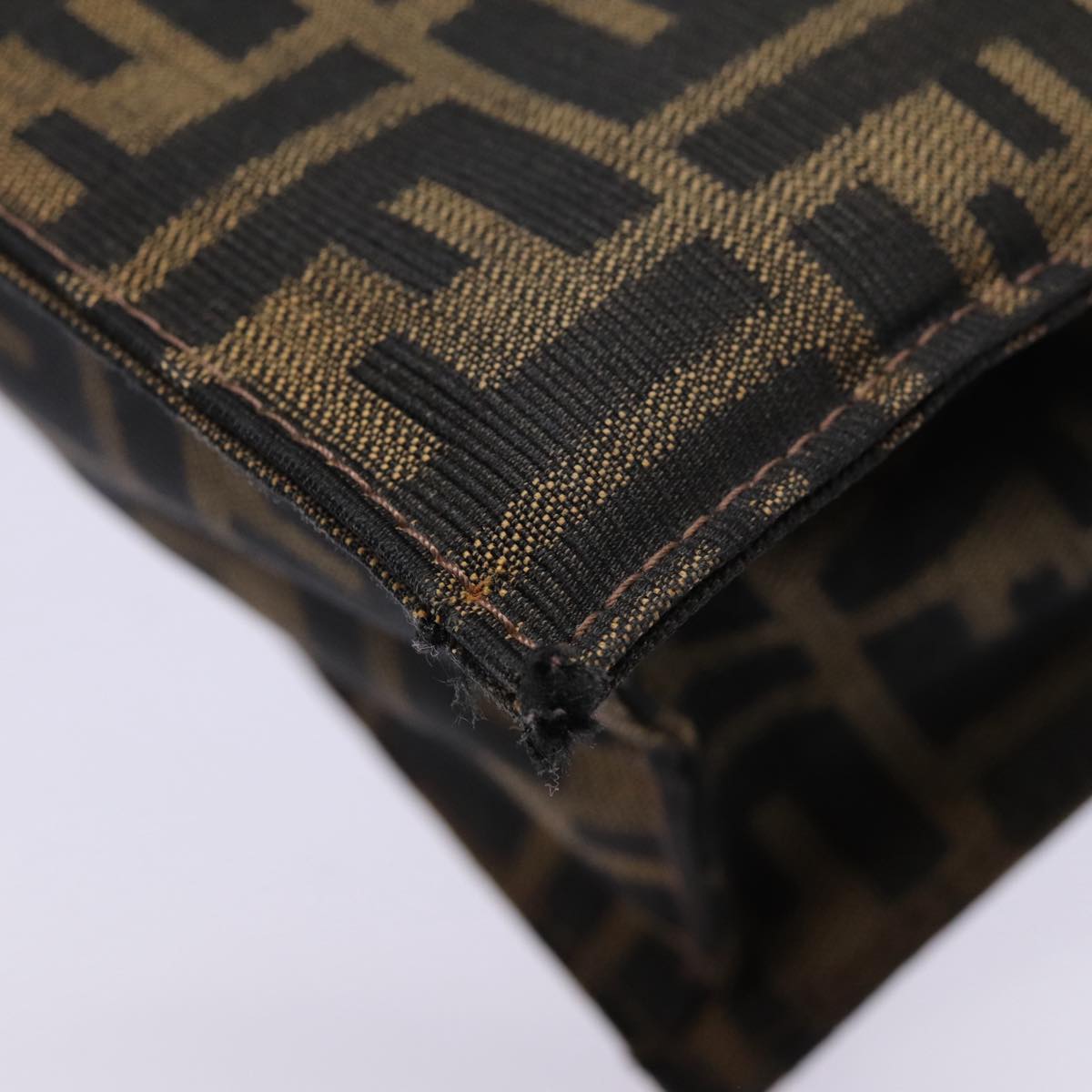 FENDI Zucca Canvas Mamma Baguette Shoulder Bag Brown Black Silver 88343