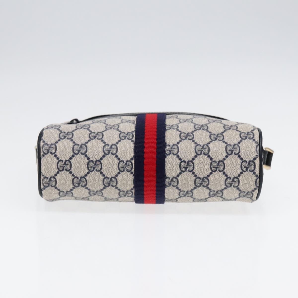GUCCI GG Supreme Sherry Line Shoulder Bag PVC Navy Gold 378 02 004 88527