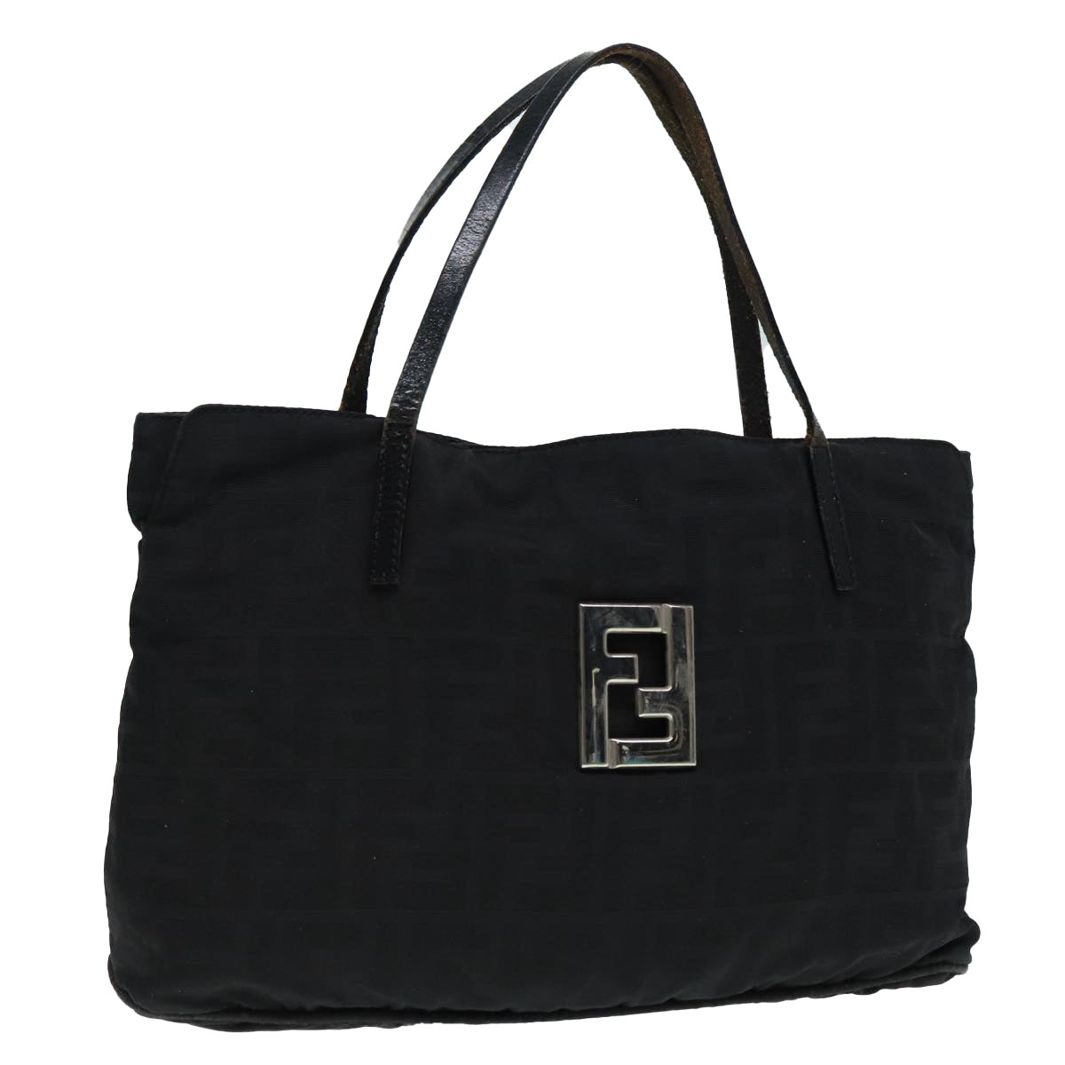 FENDI Zucca Canvas Tote Bag Silver Black 88546