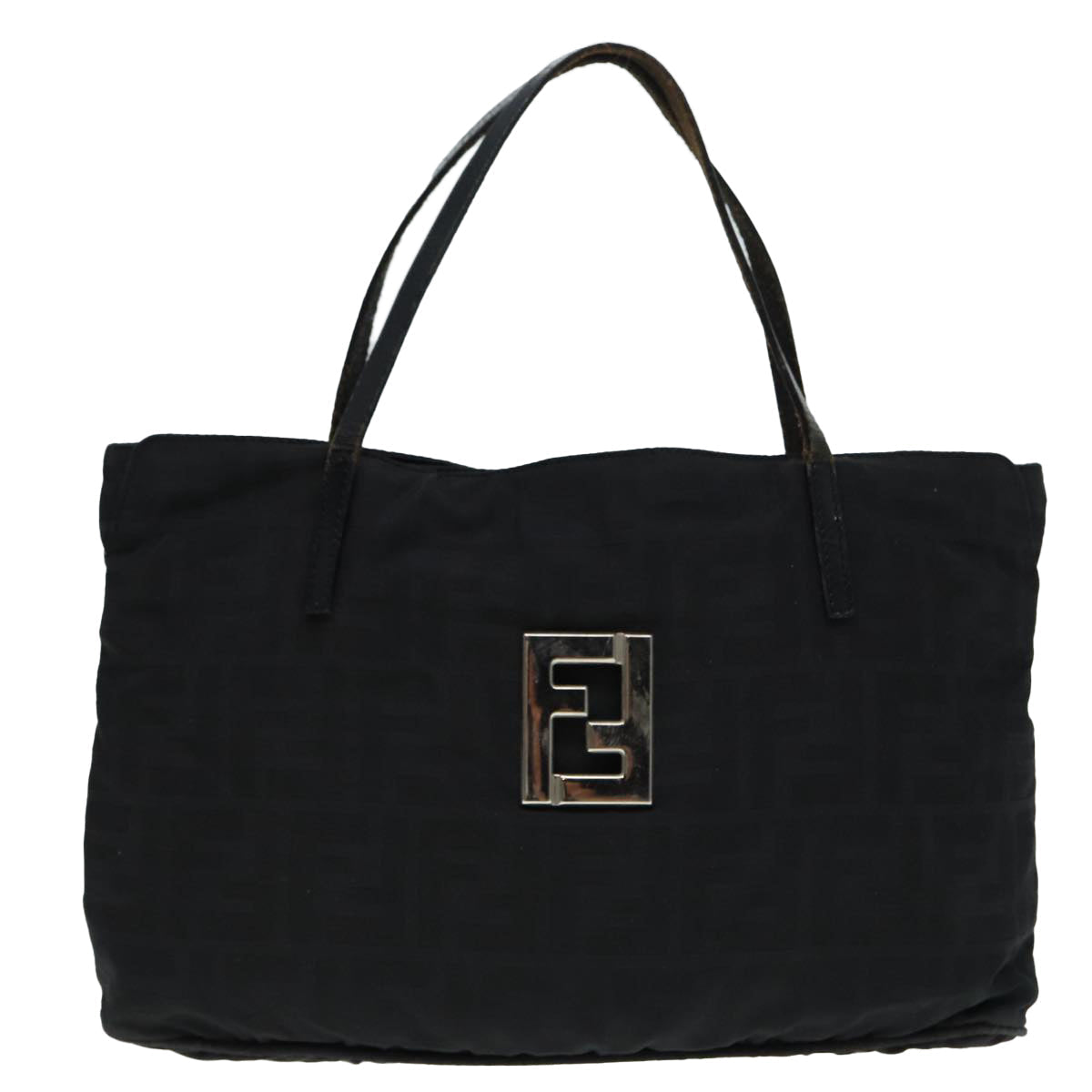 FENDI Zucca Canvas Tote Bag Silver Black 88546