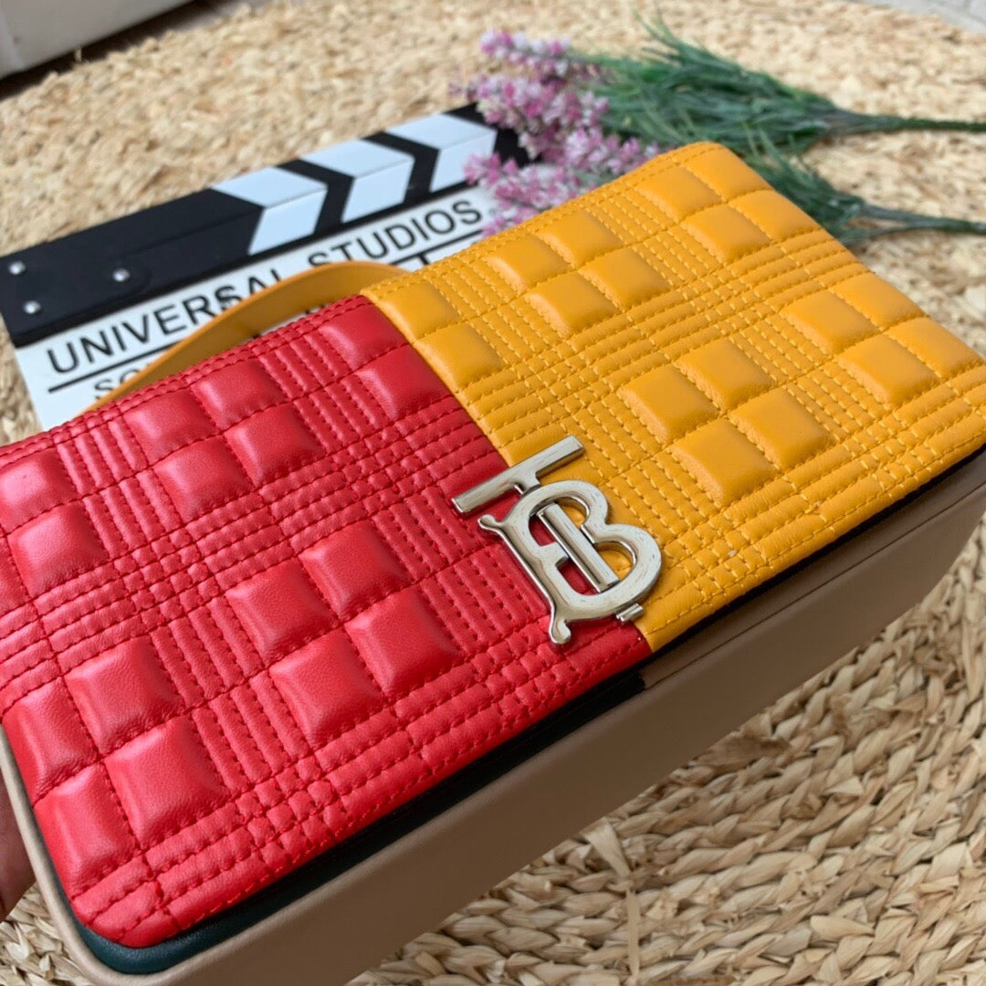 GLAMI Horseferry Print Quilted Small Lola Bag Monogram Red And Orange For Women, Bags 9in/23cm