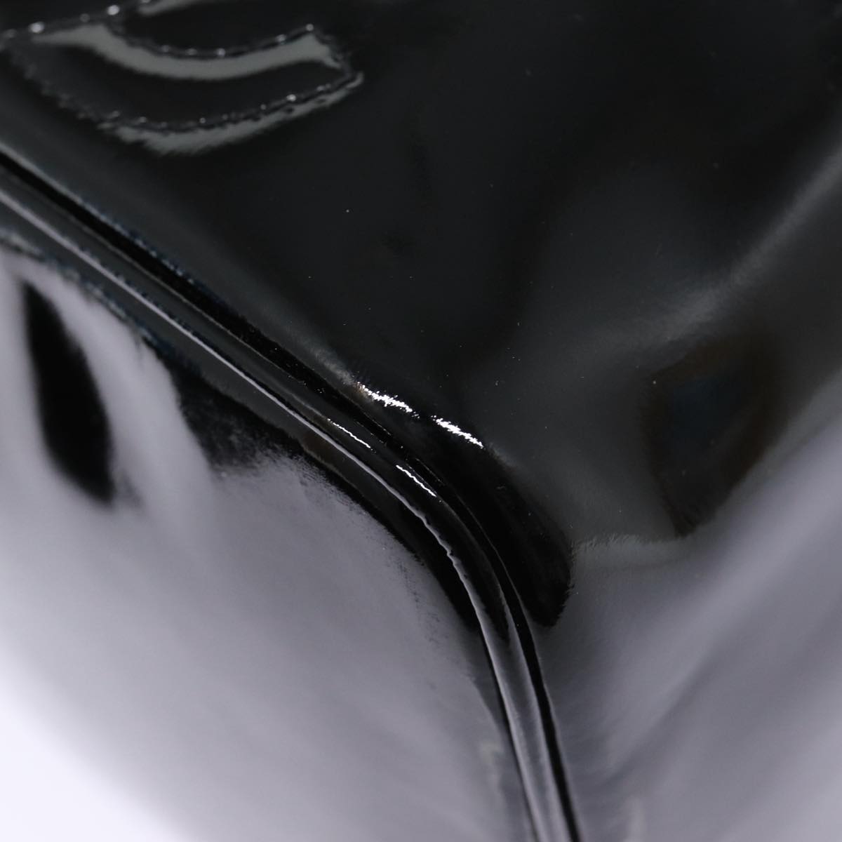 CHANEL COCO Mark Vanity Pouch Enamel Black Gold CC 88553