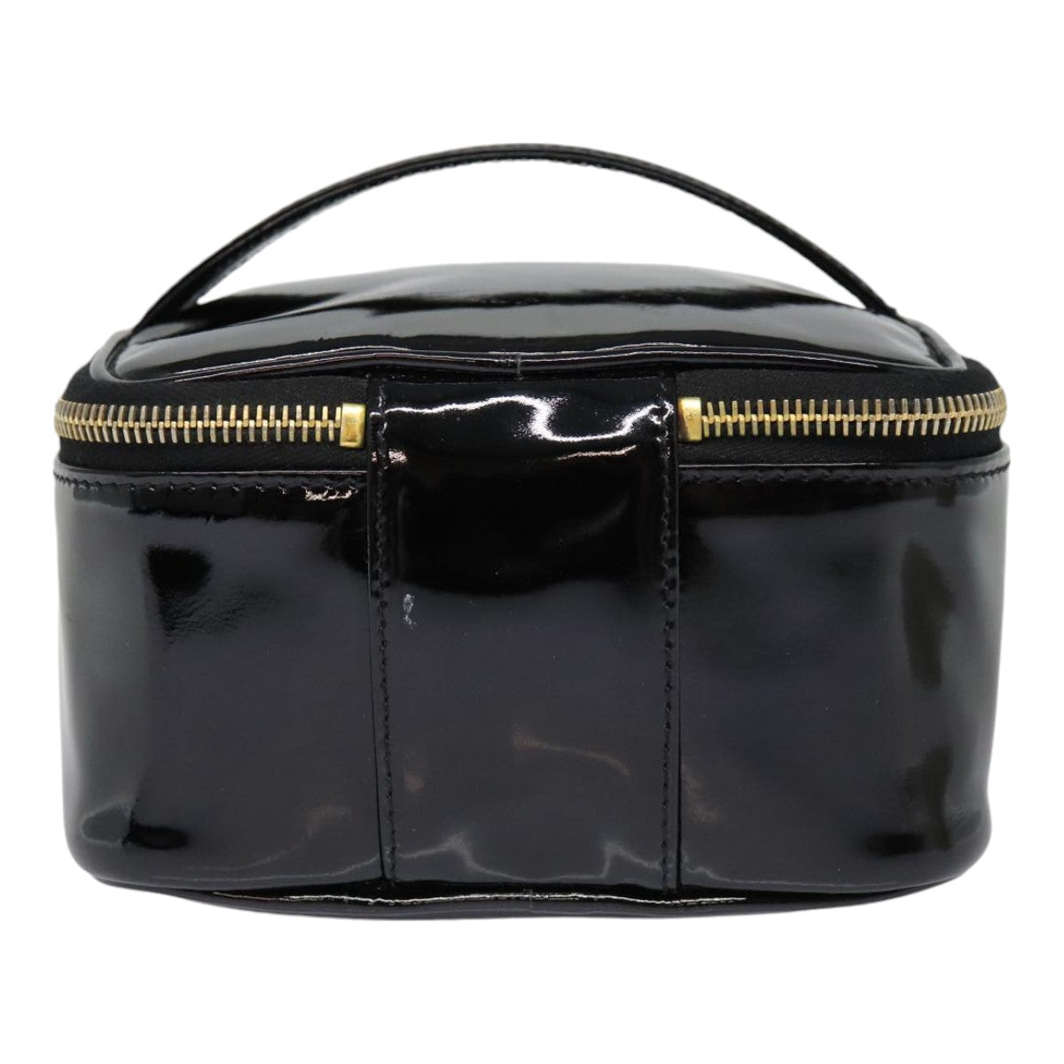 CHANEL COCO Mark Vanity Pouch Enamel Black Gold CC 88553