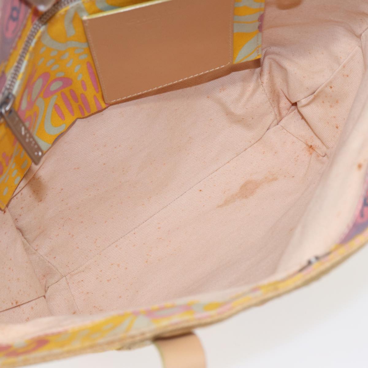 CHANEL Tote Bag Canvas Yellow Silver CC 88643