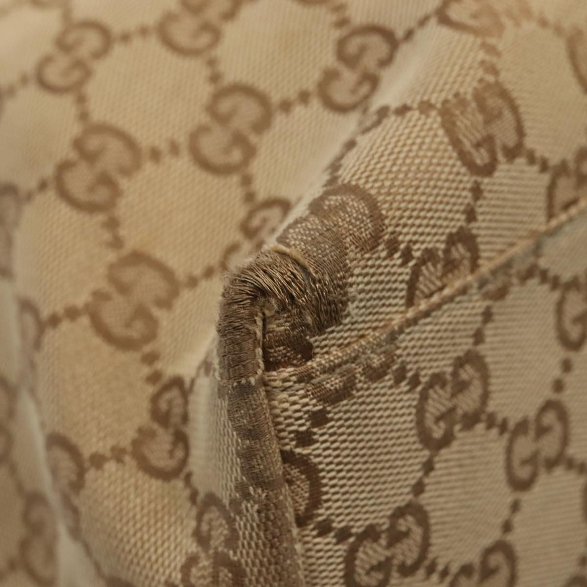 GUCCI GG Canvas Tote Bag Beige Silver 155524 88661