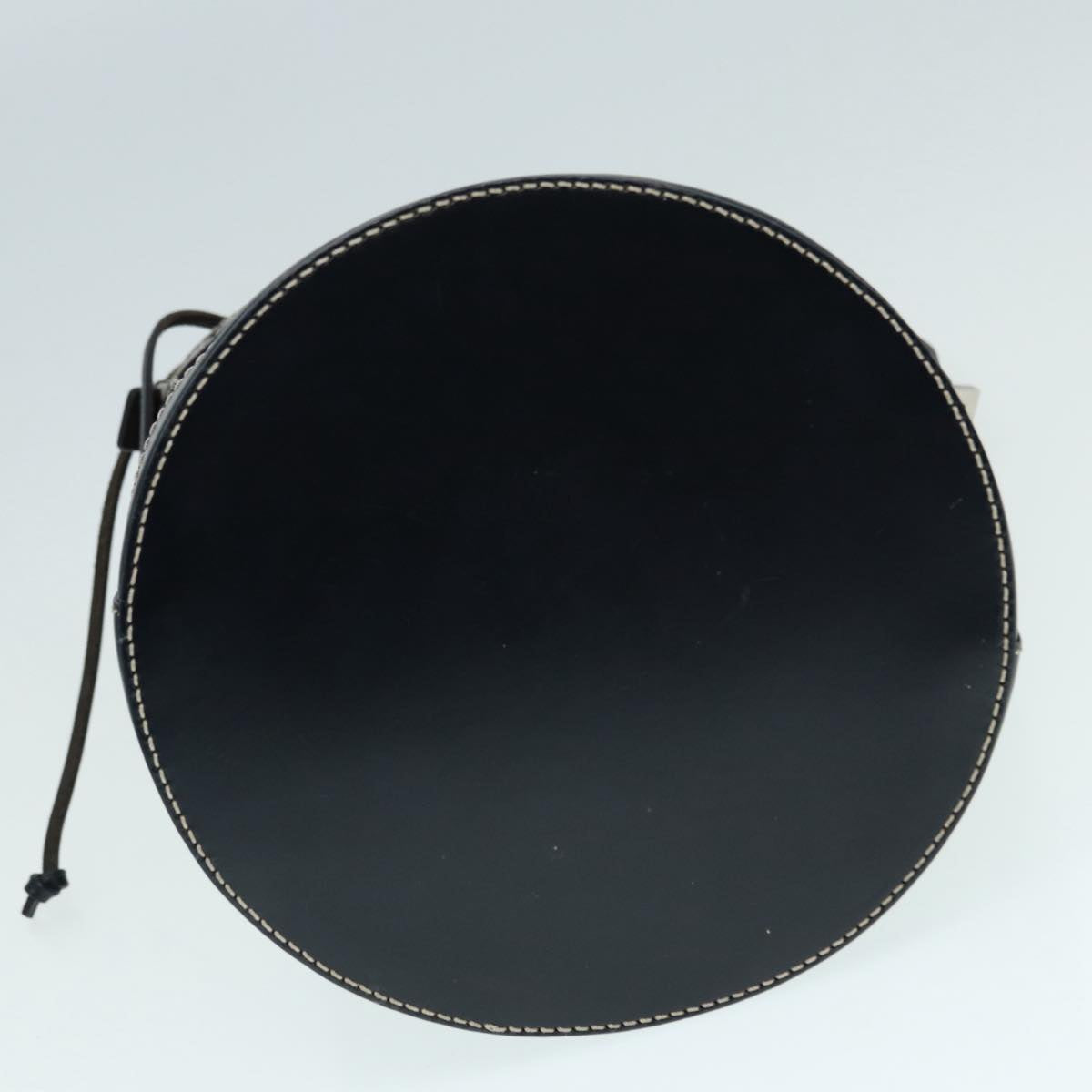 FENDI Zucchino Canvas Shoulder Bag Navy Silver 88663