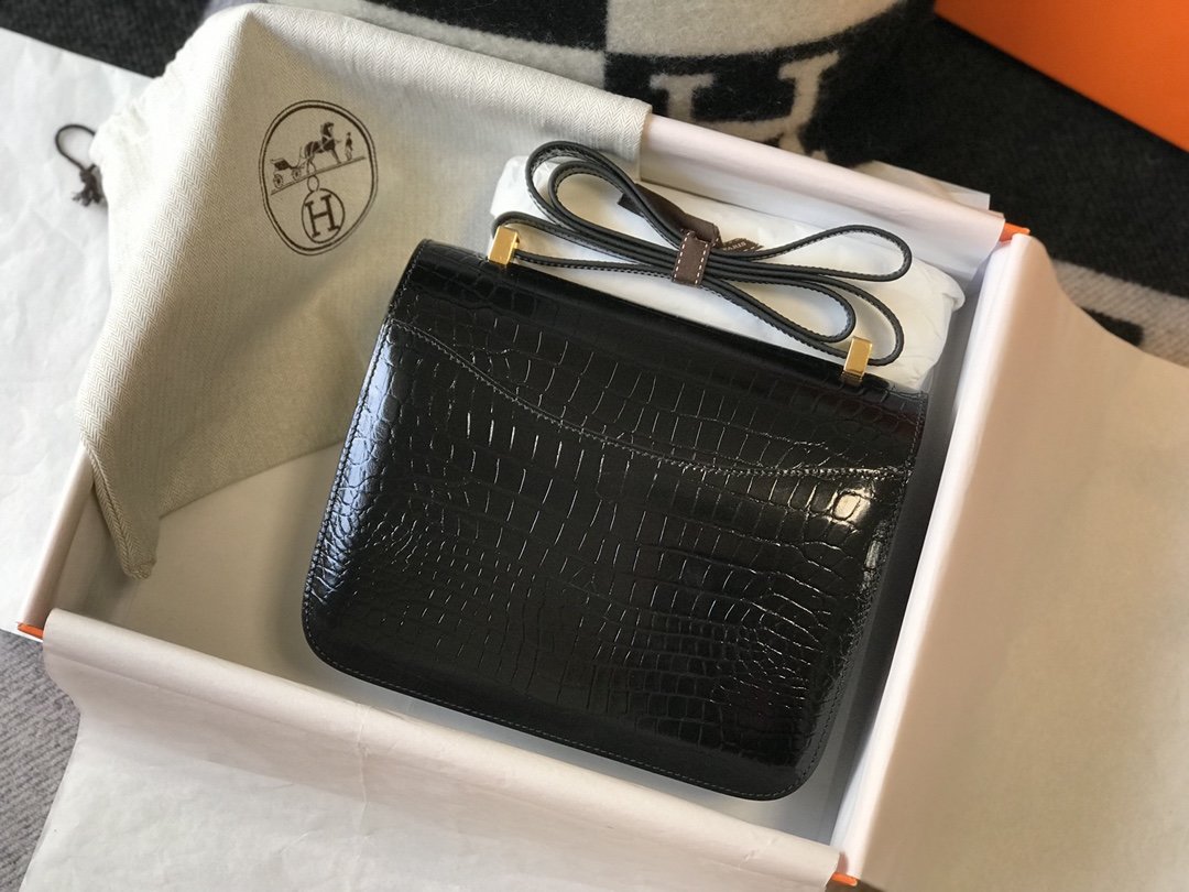 GLAMI ConstanGLAMI 23 Pattern CrocoGLAMIle Black For Women, Handbags, Shoulder Bag 9in/23cm