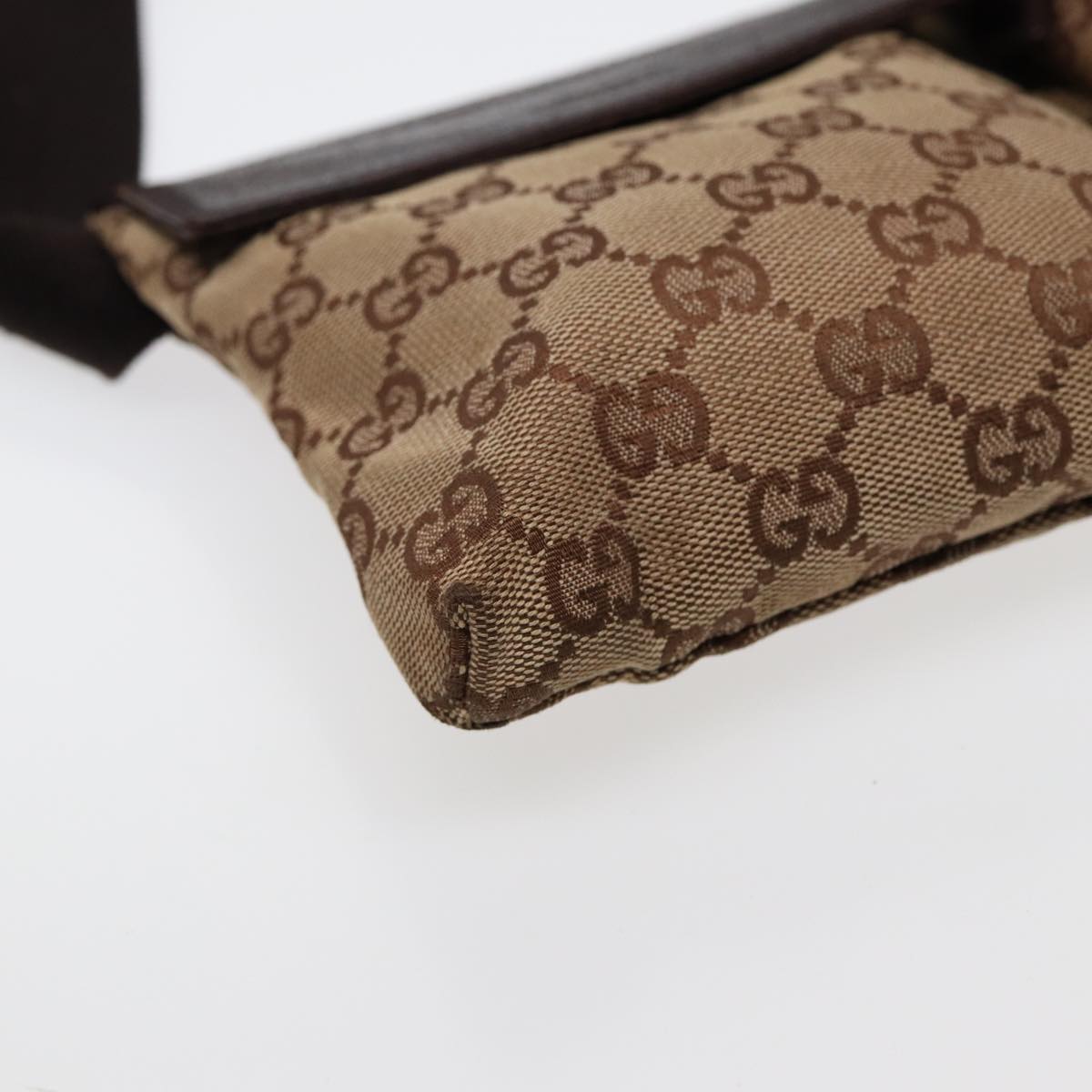 GUCCI GG Canvas Waist bag Beige Brown Silver 28566 88696