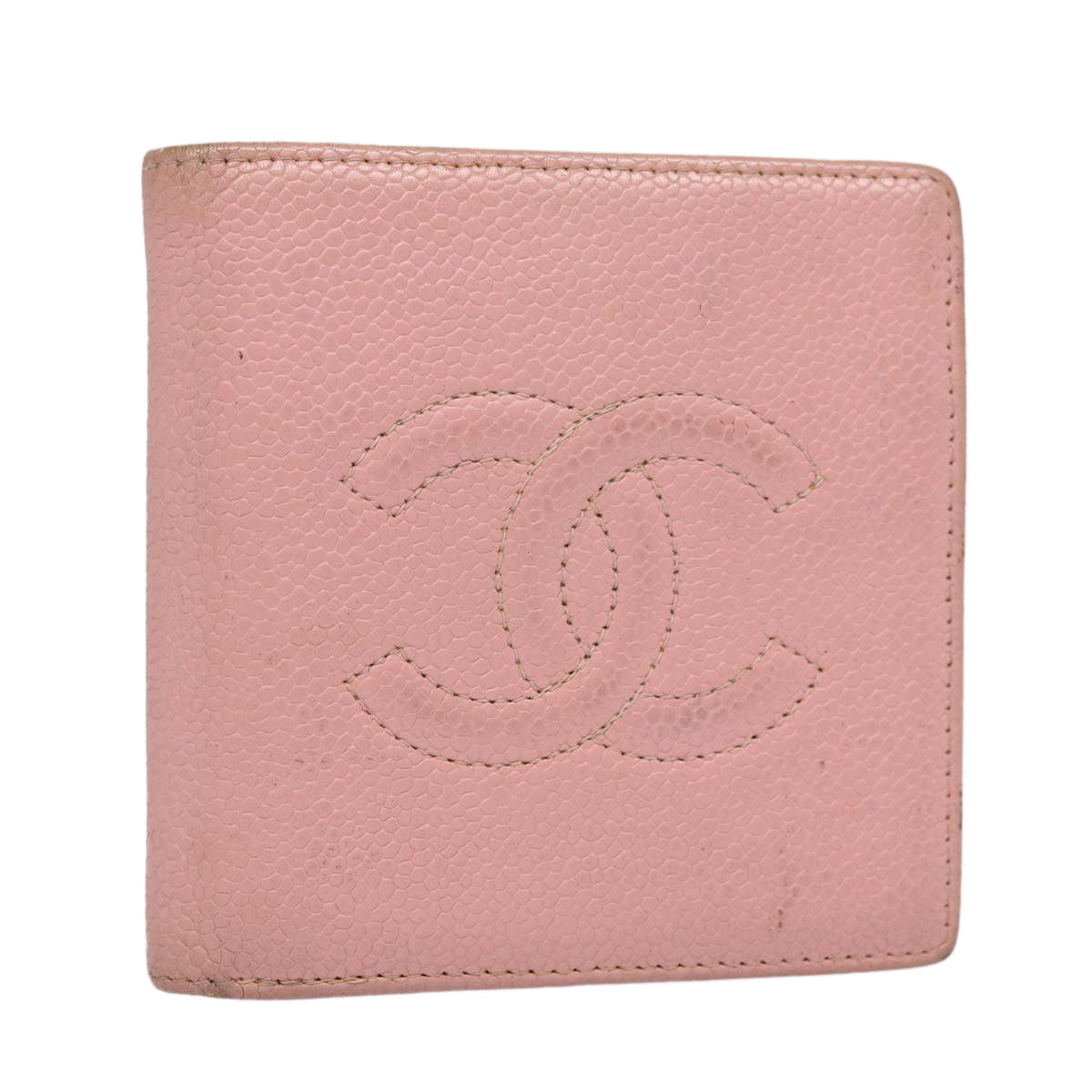 CHANEL COCO Mark Wallet Caviar Skin Pink Gold CC 88731