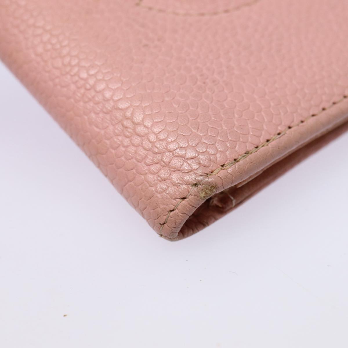 CHANEL COCO Mark Wallet Caviar Skin Pink Gold CC 88731