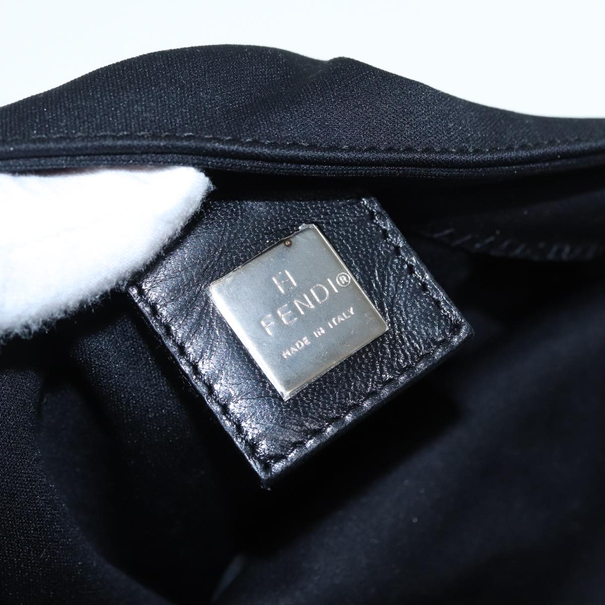 FENDI Mamma Baguette Shoulder Bag Nylon Black Silver 88735