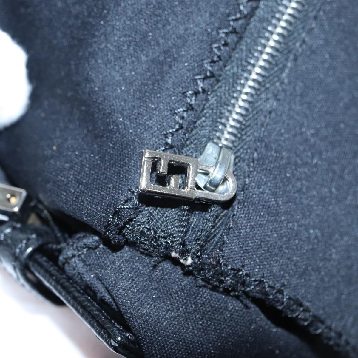FENDI Mamma Baguette Shoulder Bag Nylon Black Silver 88735