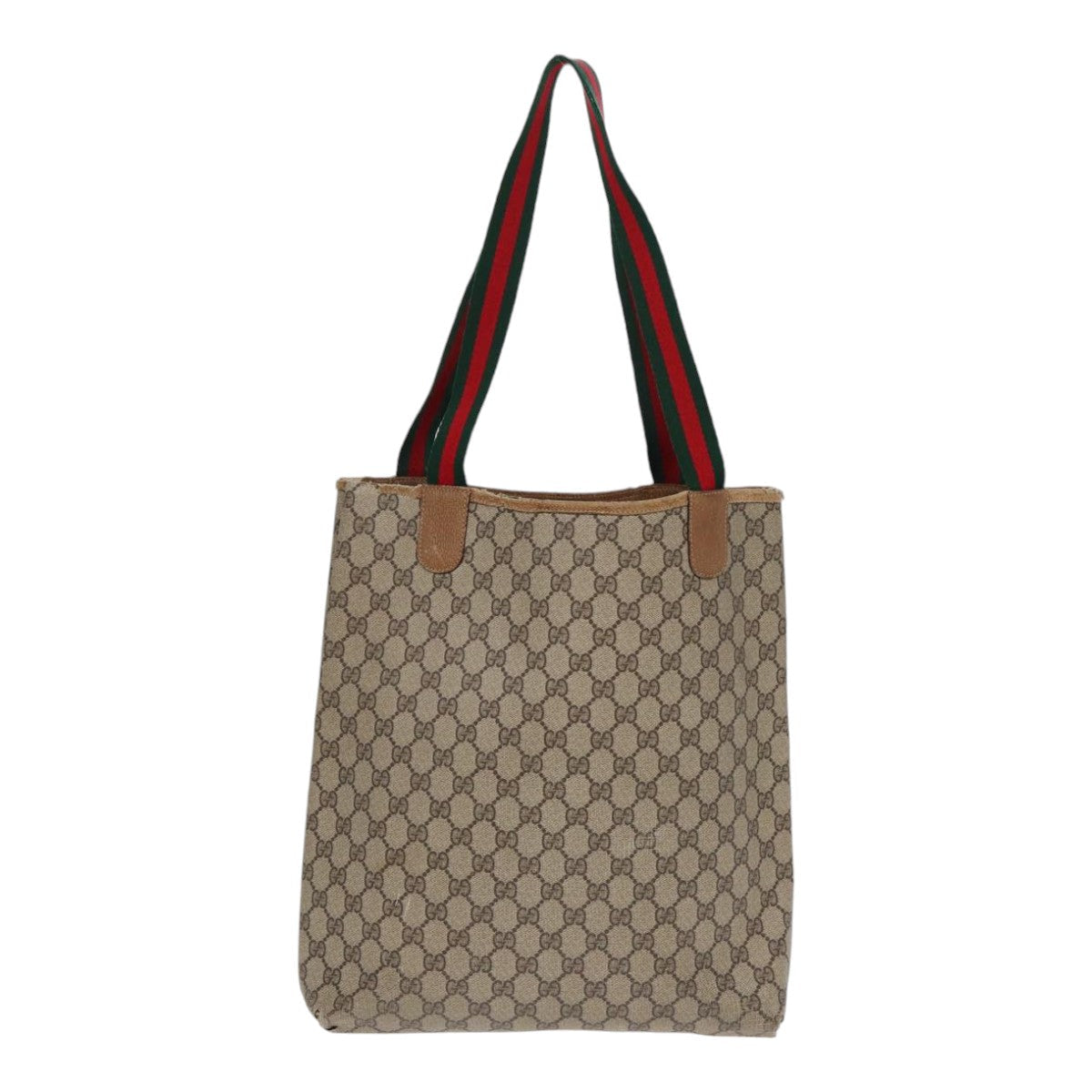 GUCCI GG Supreme Web Sherry Line Tote Bag PVC Leather Beige 39 02 003 88789