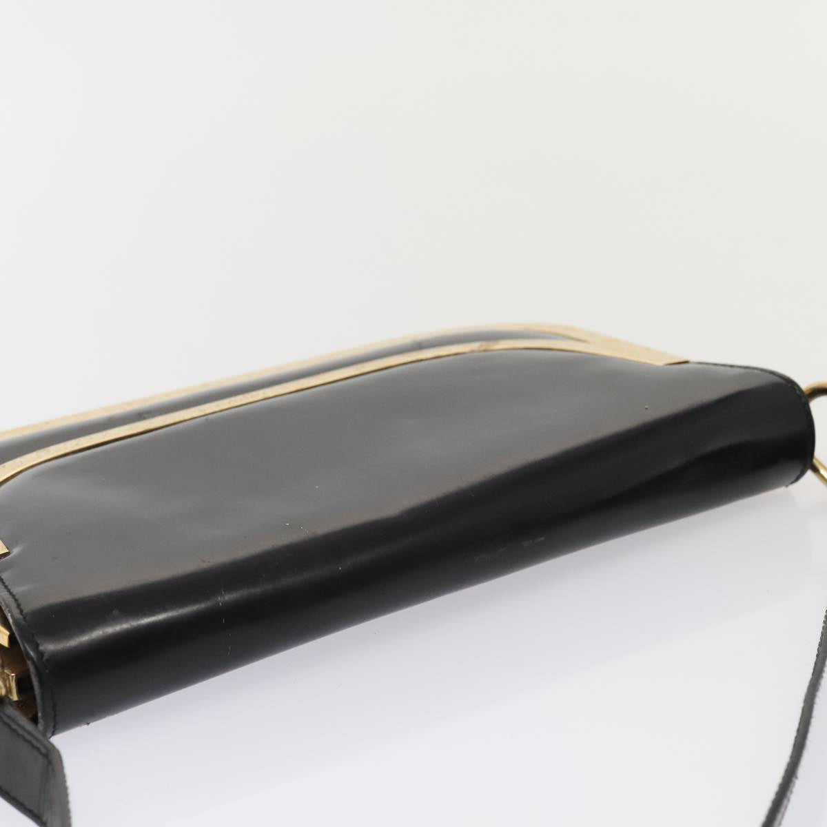 GUCCI Shoulder Bag Patent Leather Black Gold 001 2058 1764 0 88832