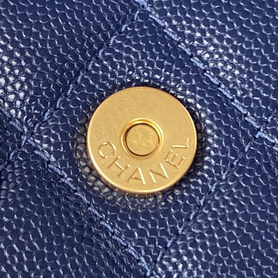 CHL Clutch With Chain Gold Hardware Grained Shinny Navy Blue For Women Handbags, Shoulder Bags 4.7in/12cm AP2857
