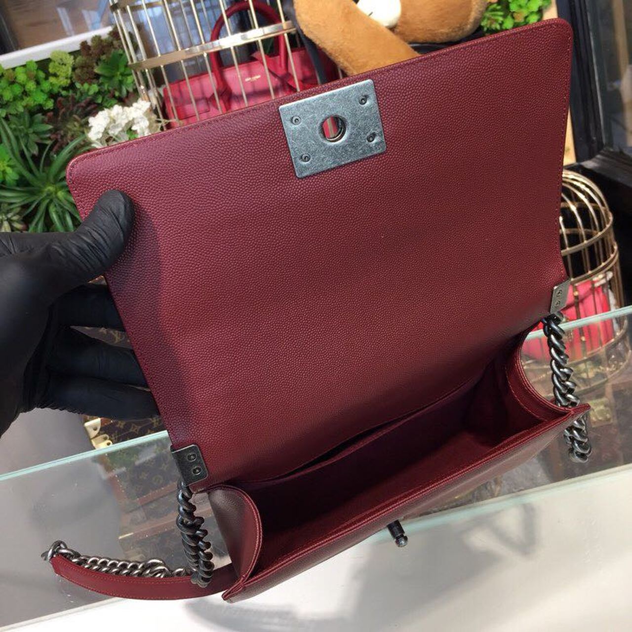 CHL Boy Handbag Silver Hardware Burgundy For Women Bags, Shoulder And Crossbody Bags 9.8in/25cm A67086
