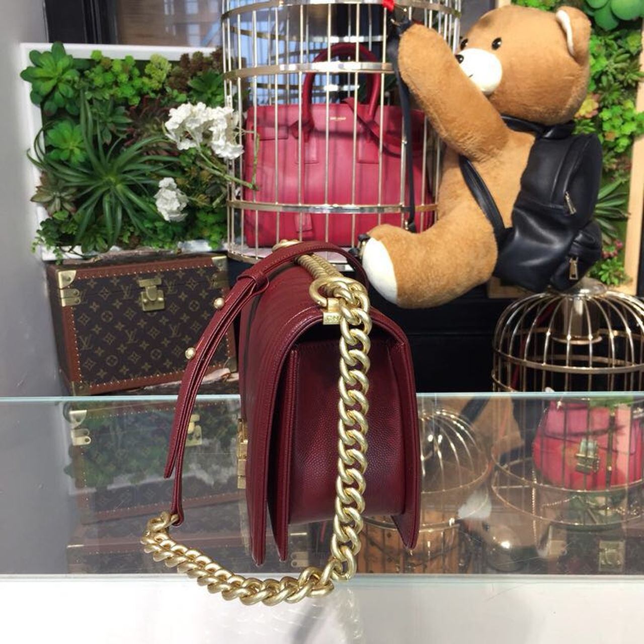 CHL Boy Handbag Gold Toned Hardware Burgundy For Women Bags, Shoulder And Crossbody Bags 9.8in/25cm A67086
