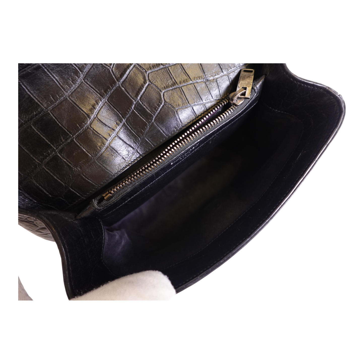 YSL Crocodile Embossed College Bag