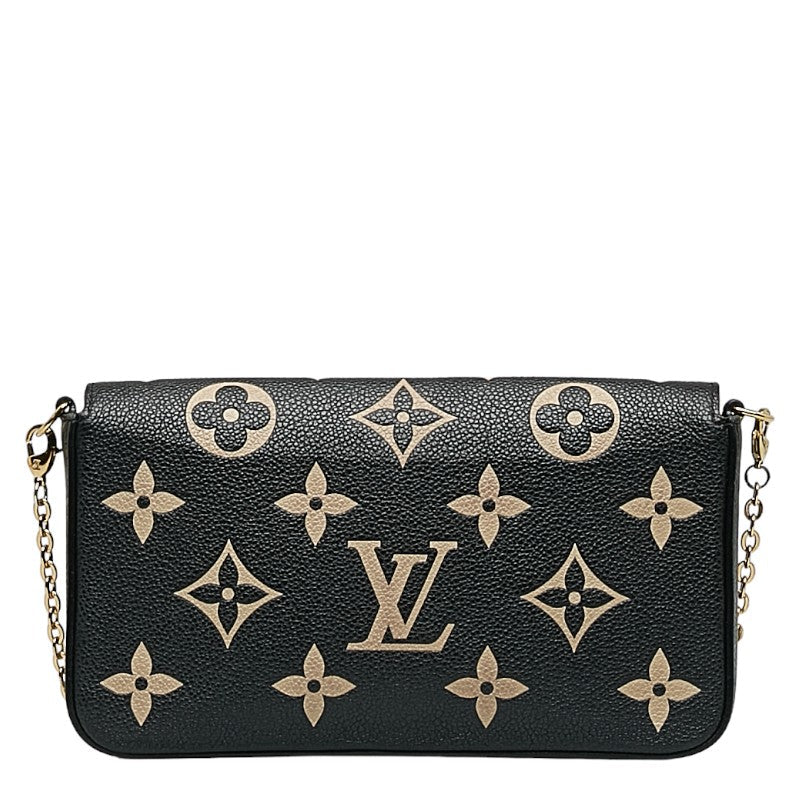 Louis Vuitton Monogram Emplant Poschet Felice Chain Shoulder Bag M80482 Black Beige Leather  Louis Vuitton