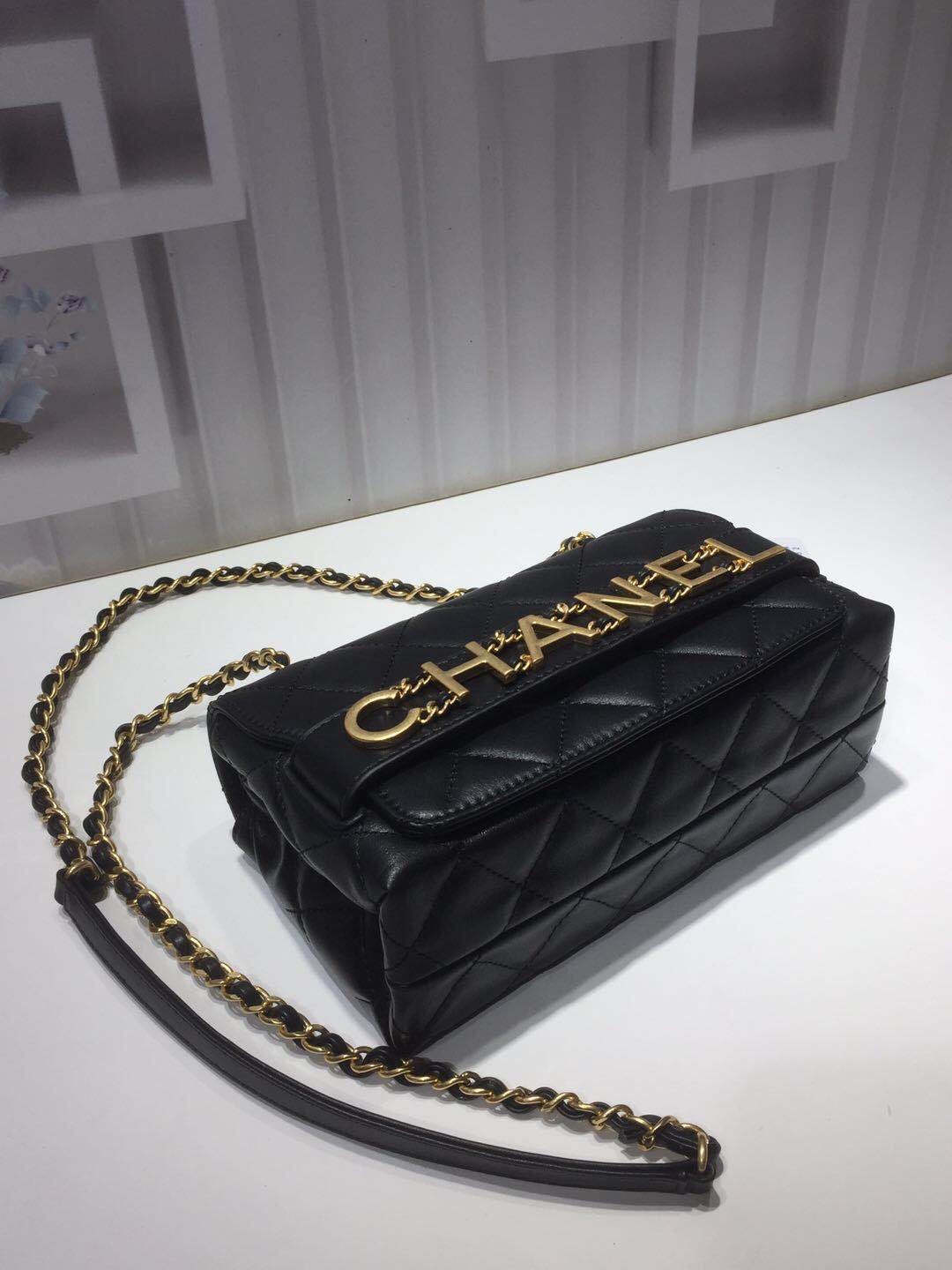 CHLFront Logo Small GlamIap Bag Gold Hardware Black For Women Handbags, Shoulder Bags 8.2in/21cmAS1490