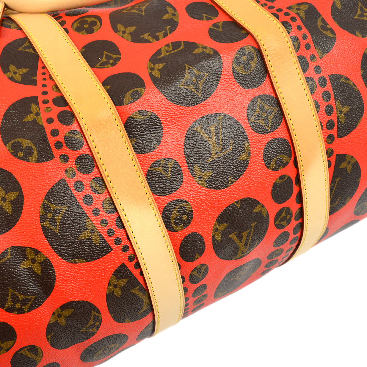 Louis Vuitton * 2012 x Kusama Yayoi Monogram Pumpkin Dot Keepall Bandouliere 55 M40695