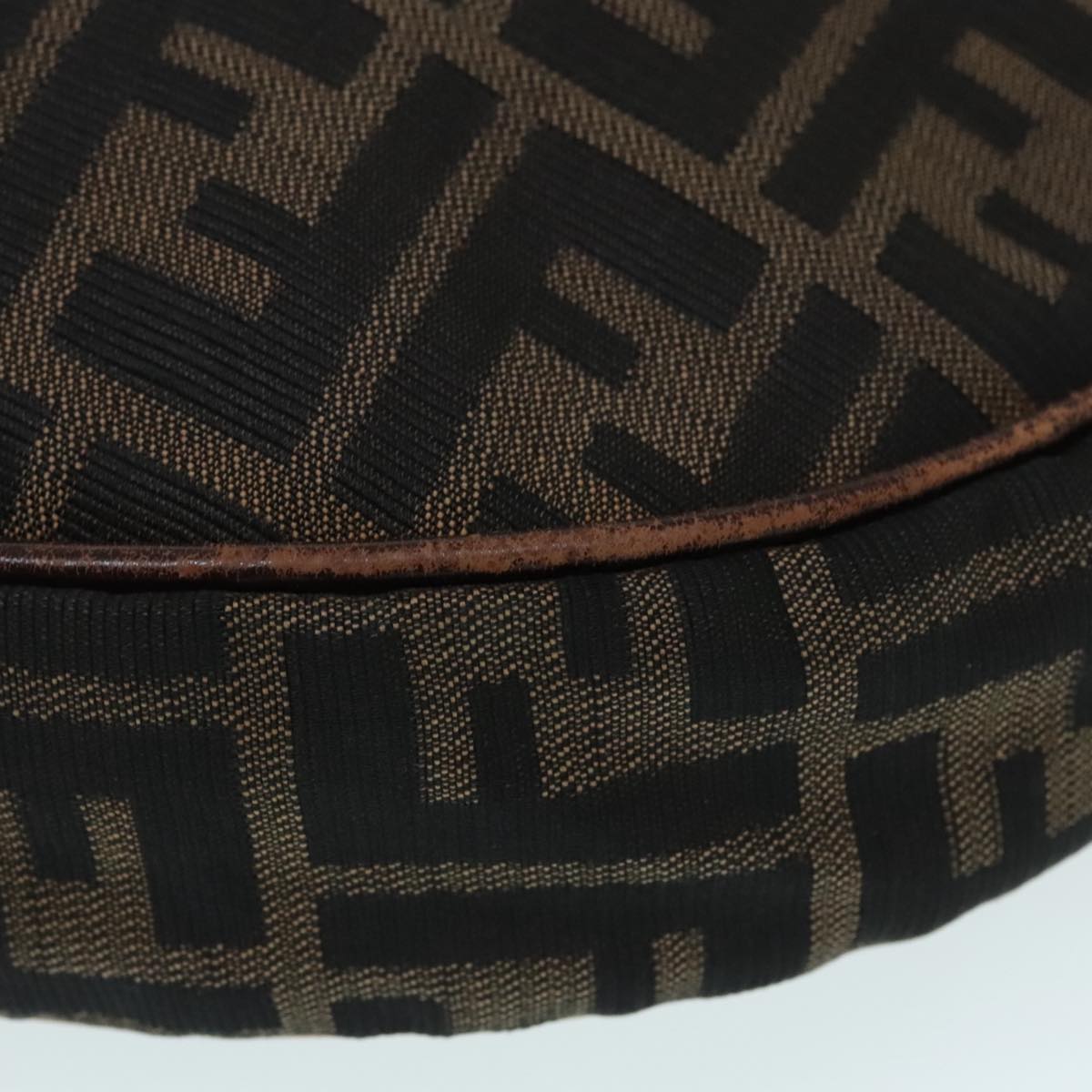 FENDI Zucca Canvas Shoulder Bag Brown Black gold 89097