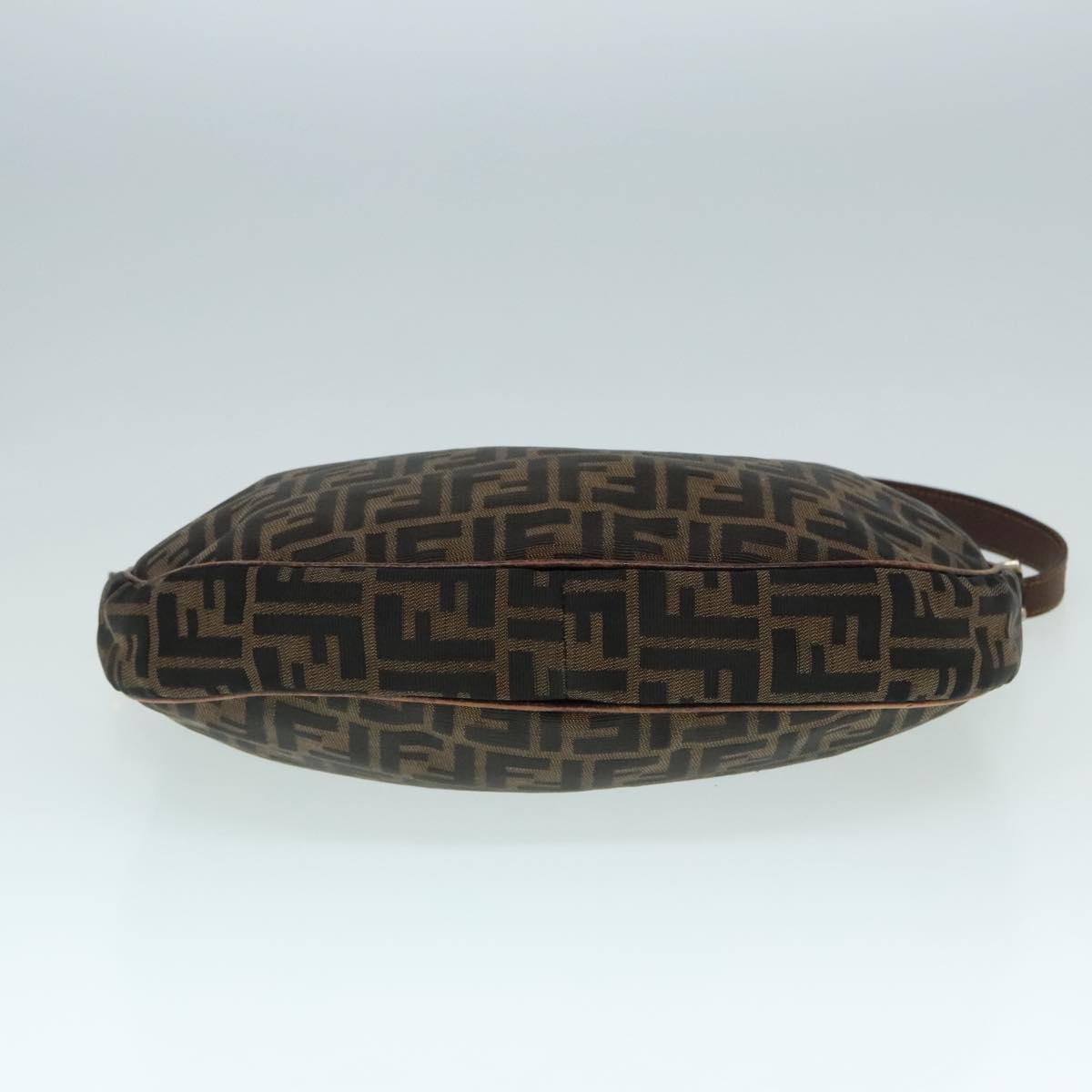 FENDI Zucca Canvas Shoulder Bag Brown Black gold 89097