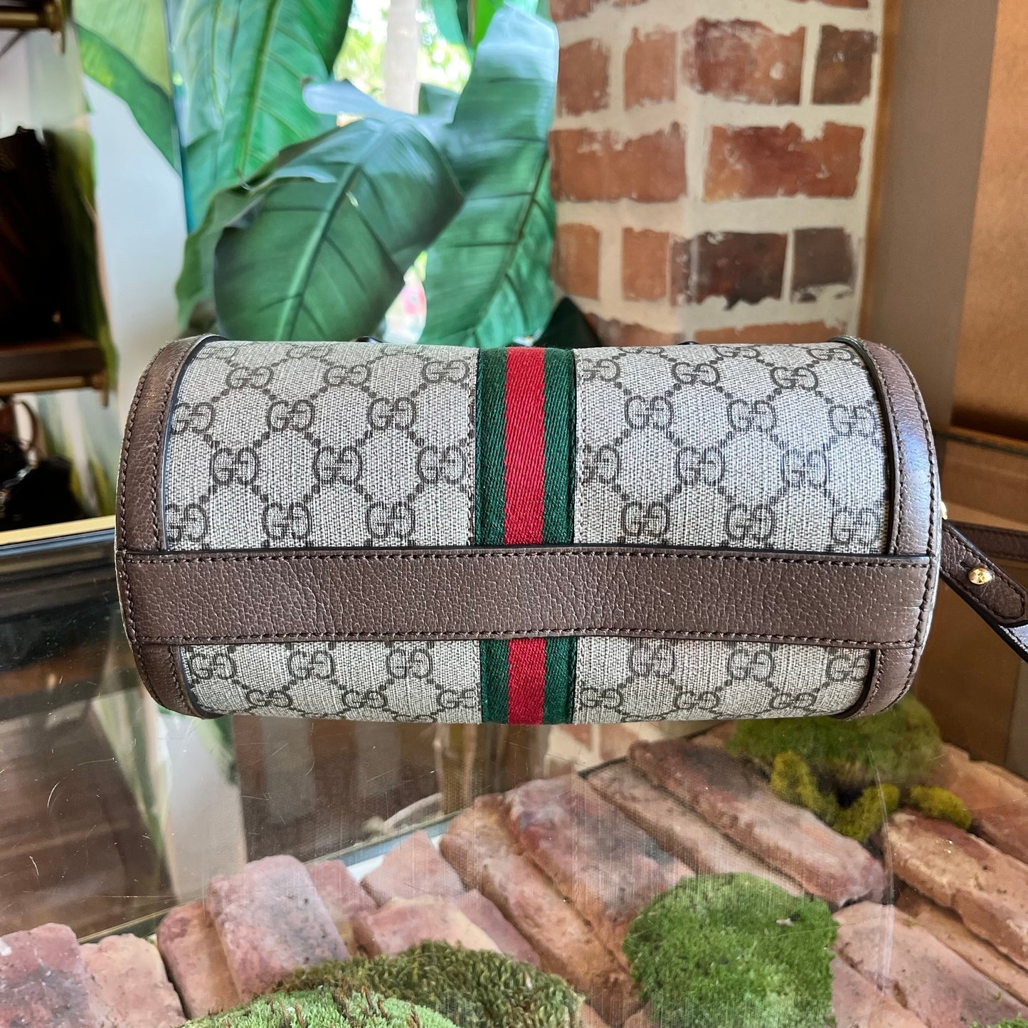GUCCI Ophidia Boston GG Supreme Monogram Web Satchel