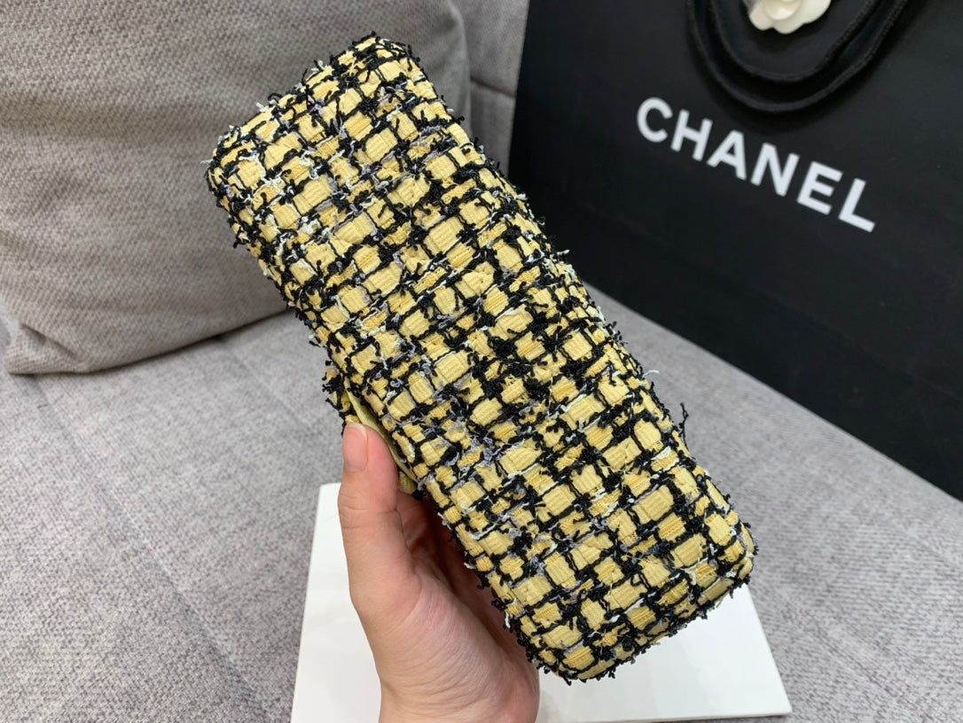 CHLMini Yellow Tweed Flap Bag For Women 20cm/7.5in