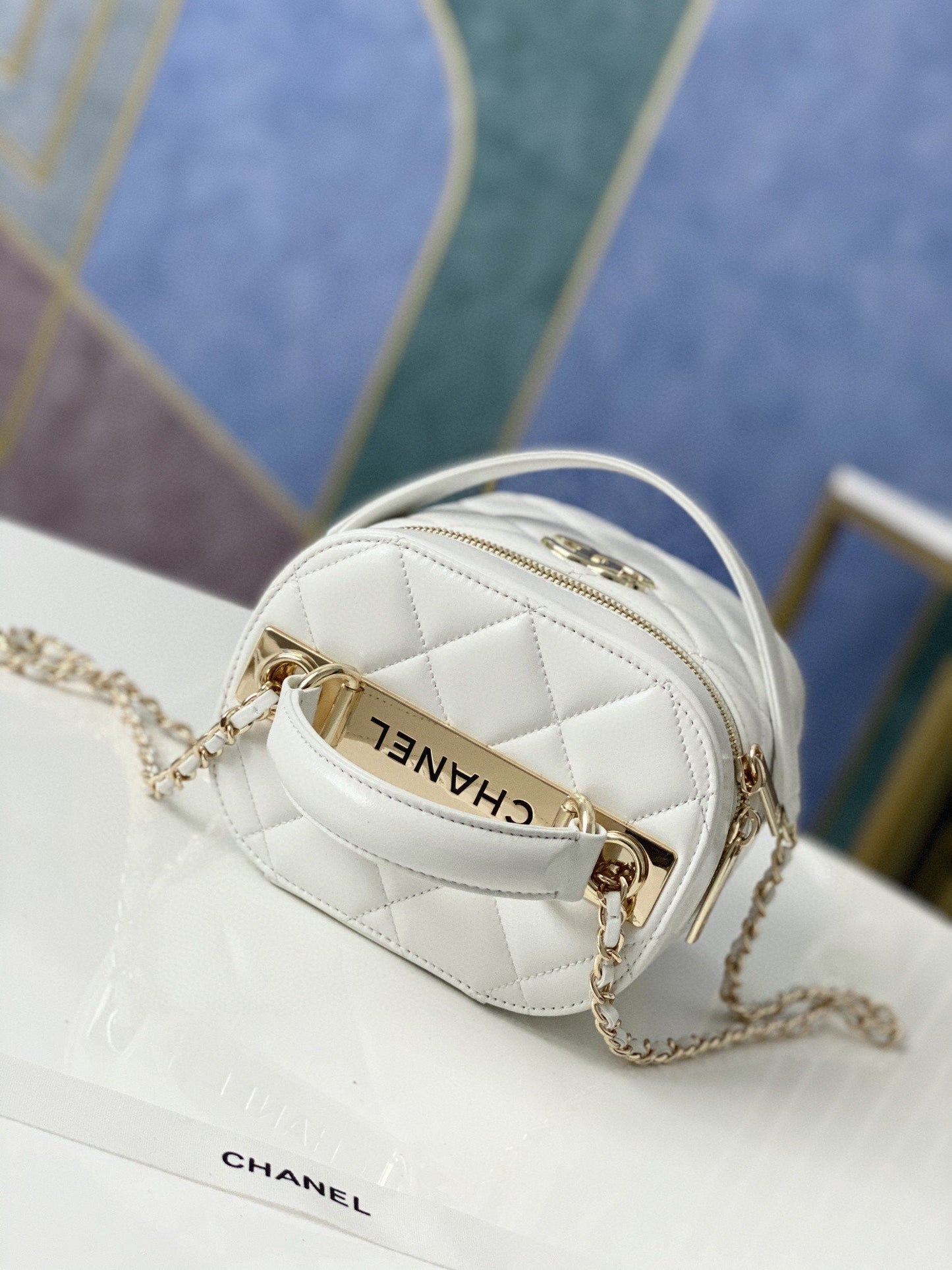 CHLVanity Case Gold Hardware White For Women Handbags, Shoulder Bags 9.4in/24cmÃ‚Â 