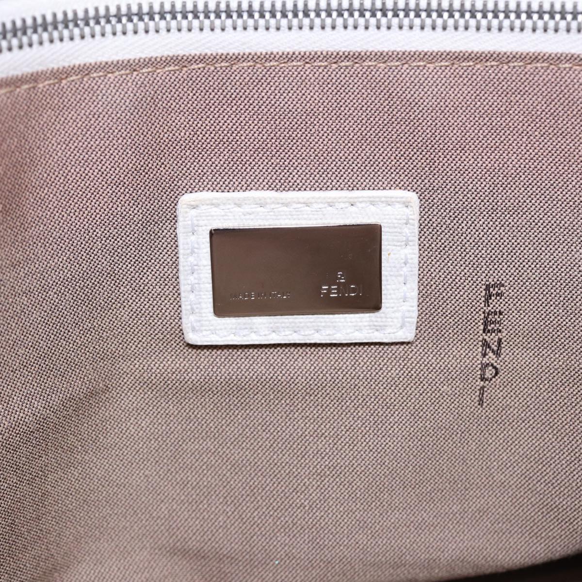FENDI Zucchino Canvas Mamma Bucket Hand Bag White Silver 89238