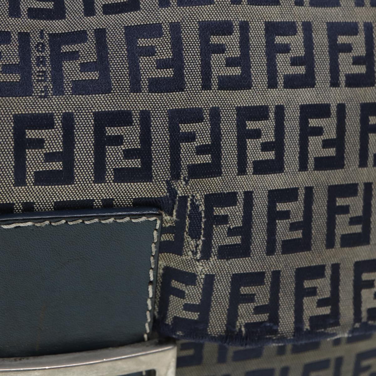 FENDI Zucchino Canvas Mamma bucket Hand Bag Navy 89278