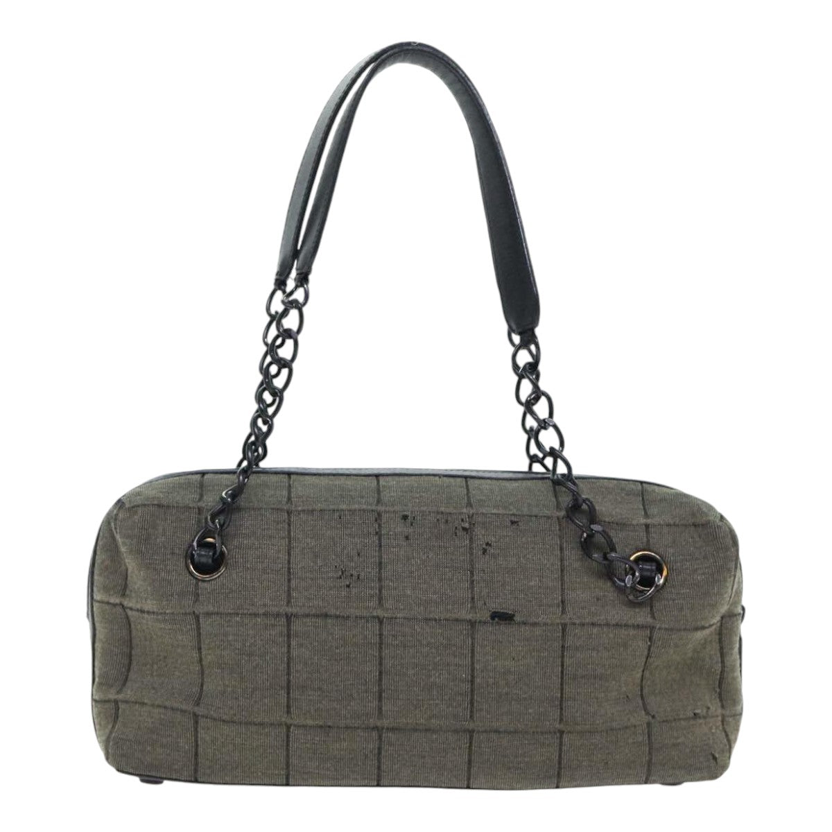 CHANEL Chain Shoulder Bag Canvas Gray CC 89307